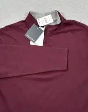 Mizzen + Main Pullover Mens Small ProFlex Maroon Quarter Zip Golf Stretch NEW