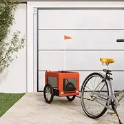 Pet Bike Trailer Orange and Black Oxford Fabric & Iron - Sturdy Frame and Comfortable Journey, 45 kg Capacity, Easy Attachment for Dogs and Cargo, Enhanced Safety Features with Reflectors and Flag