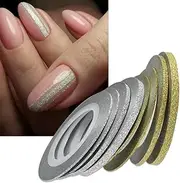 1 Rolls Nail Art Glitter Gold Silver Stripping Tape Line Strips Decor Tools 1mm2mm3mm Nail Sticker DIY Beauty Accessories (1mm, Gold)