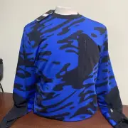 J. Lindeberg Alonso Mens Medium Blue Black 1/4 Zip golf Pullover NEW NWT