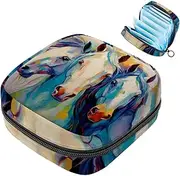 Period Bag,Sanitary Napkin Storage Bag,Abstract Art Colorful Horse,Tampon Holder for Purse