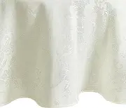 Poinsettia Elegance Jacquard Holiday Table Collection, Polyester, Ivory, 60" x 84" Oval (Tablecloth)