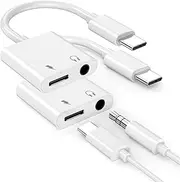 Headphone Adapter for iPhone 15 Pro Max, 2 Pack [MFi Certified] USB Type C to Aux Audio Jack Adapter with PD 60W Fast Charging Dongle for iPhone 15/15 Plus/15 Pro/15 Pro Max, iPad Pro, Galaxy S24/S23