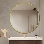 Sleek Rose Gold Round Wall Mirror 100cm Aluminium Alloy Frame Modern Minimalist Design for Living Room Bedroom Bathroom Stylish Home Décor Accent