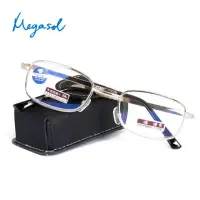 在飛比找momo購物網優惠-【MEGASOL】抗UV400便攜濾藍光摺疊老花眼鏡(經典中