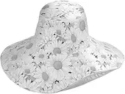 [Yoogain] White Daisy Foldable Womens Wide Brim for Golf Decorative Summer Sun Hats for Womens Running Beach Accessories Gorras para sol de Mujer, White Daisy, One Size