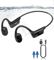 ANOUV Bone Conduction Headphone Wireless Headphone Built-in 64GB MP3, IPX8 Waterproof Swimming Open Ear Headphones with Mic,Bluetooth 5.3 Sports Earphone Black