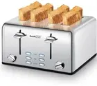 4 Slice Toaster, Stainless Steel Wide Slot Toaster with Two Controls