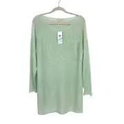 NWT Eileen Fisher Bateau Organic Linen Tunic 1X Plus Size Green Lagenlook