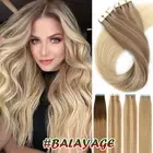 THICK Russian Tape In Human Hair Extensions Remy Skin Weft FULL HEAD Balayage US