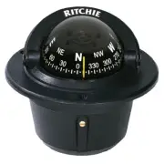 Ritchie F50 Black Explorer Flush Mount Boat Compass 12V Lighted/Illuminated Dial
