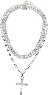 [CONGARTENO] 1 Set Necklaces for Men Necklaces Rhinestones Men's Cross Necklace Alloy Cross Chains