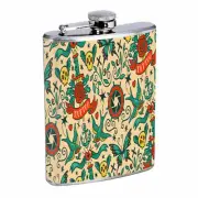 Popular Retro Tattoo Patterns D5 Flask 8oz Stainless Steel Hip Drinking Whiskey