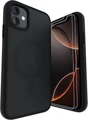 LUNOVATE Case for iPhone 11/XR, [Anti-Yellow] Magnetic Clear Case with 2 Screen Protectors, Scratch-Resistant Transparent PC Back, Colourful Transparent Shockproof for iPhone 11 and iPhone XR - Matte