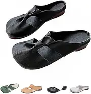 [ERGRFHNL] Cut Out Design Flat Mules, Women's Round Toe Mules, Flat Mules with Bow, Soft, Wear-Resistant and Non-Slip