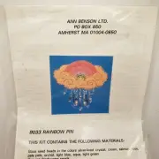 Vintage Ann Benson B033 Rainbow Pin Kit Glass Beads Beadpoint Instructions incl