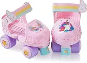 Kids Roller Skates for Girls and Boys Age 2-4 Years Old,Adjustable Quad Toddler Children Beginner Roller Skates (Pink)