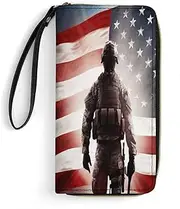 [BFGWK] Large Wallet Novelty American Soldier Printing Long Wallet With Zipper Leather Wallet Suitable For Both Men And Women, style, 19.7x10.5cm