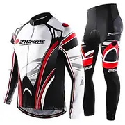 Men's Cycling Jersey with Tights Long Sleeve Mountain Bike MTB Road Bike Cycling Winter White Blue Sky Blue Bike Clothing Suit 3D Pad Breathable Quick Dry Back