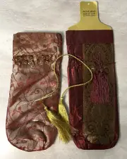 2 Wine Bags Burgundy With Gold Tassels New Decorative Gift Giving