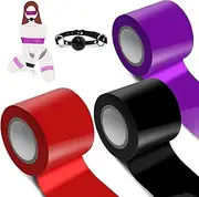 BDSM Bondage Sex Tape Set -Adult Toys Sexual Restraint Tape Reusable PVC Static Electrostatic Tape with Ball Gag, Sex Things for Couples Kinky