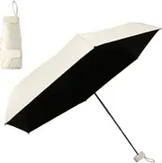 ZMDMAH Mini Umbrella Ultra Compact Ultra Lightweight Pocket Umbrella with 99% UV Protection and UPF50+ Shockproof Fabric Steel Pole 91 cm Umbrella Area Beige Perfect Travel Suitcase and Women's