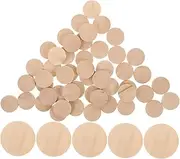 ARTSEWPLY Classic Popsicle Stick Shape 50pcs Wooden Craft Circles Unfinished Round Wood Coins Art Supplies