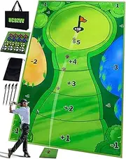 HCBZVV 10 Set Casual Golf Game Set - Includes Mat, 16 Balls, 4 Stakes Available for Outdoor Use, Chipping Carrying Bag-Mini Course, Training Aid Equipment Indoor
