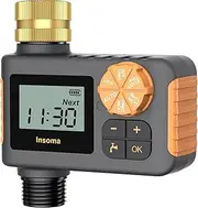 Sprinkler Timer with Brass Swivel, Waterproof Hose Timer with Rain Delay/Manual/Automatic Watering, Water Timers for Lawn Garden/Outdoor Hose