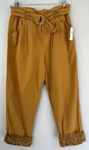 Anthropologie Malin Utility Pants Medium High Rise Paperbag Trousers Belted Boho