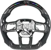 Compatible For Ford Compatible For Mustang 2023-2025 Car Steering Wheel LED Perforated Leather Carbon Fiber Steering Wheel Can Customizeds(With heating)