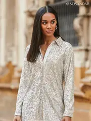 Sosandar Gold Sequin Shirt (N61192) | $134