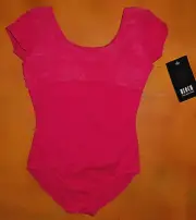 NWT Dance Bloch Hot Pink Cap Sleeve Leotard Swirl Flower Sm Child 4/6 CL4080