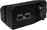 Surface Mount Panel with 50A Anderson Plug and 4.8A Dual USB Socket, 110mm x 79mm, Black