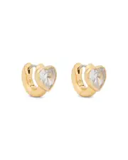 kate spade new york Keep Sparkling Stone Heart Huggie Hoop Earrings in Gold Tone