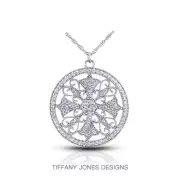1.07ct tw E-VS2 Exc Round Natural Diamonds 950 PL. Circle Fashion Pendant 10.7gr