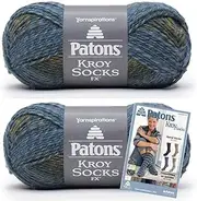 Patons Kroy Socks FX Yarn, 2-Pack, Deep Sea Colors Plus Pattern