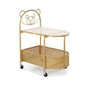 Costway 2-Tier Rolling Side Table Round End Table Storage Cart - Gold