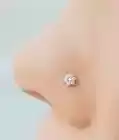 0.15CT Round Test Pass Moissanite Flower Nose Pin 14k White Gold Plated Silver