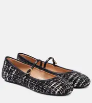 [Gianvito Rossi] Gianvito Rossi Mary Ribbon 05 bouclé Mary Jane flats AU 10 black
