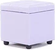 Portable Storage Ottoman Storage Leather Footstool Water Resistant Foot Stools Concealed Storage Storage Box Square Rectangle Foot Stool Light Purple 42 * 42 * 40cm