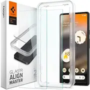 [Spigen] AlignMaster Glas.tR Slim Screen Protector Designed for Google Pixel 6a (2022) Auto Align Technology Tempered Glass [2-Pack] - Clear