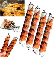 Wing Rails Clamps for Chicken Wings, Wing Rails, Chicken Wing BBQ Fork, Wing Chicken Rails, Chicken Wing Grilling Rails, Chicken Wing Skewers, Clamping Wing Rails for Chicken Wings (4 PCS)
