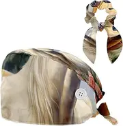 [YTYVAGT] Scrub Caps Women,Scrub Hats Suitable for Women,Animal Couple Horse Flower