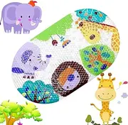 Loxiia Cartoon Non Slip Bath Mats for Tub for Kids,Babies,Childrens,Toddlers,27 X 15 Inch Forest Animals Motifs,Massage Shower Mat with Suction Cups Drain Holes,Machine Washable Shower Mat.