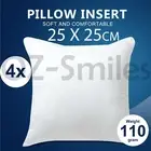 4x Memory Resistant Cushion Pillow Inserts Polyester Filling 25cm x 25cm