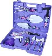 AIMALL 10PC Garden Tool Kit - Shovel, Rake, and Planting Tools Set with Ergonomic Purple Handles for Gardening