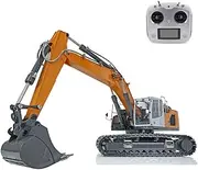 wheelfun XDRC RC Hydraulic Digger Model 1/14 for 945 RC Excavator Constructions Vehicle Model Motor Servo ESC Bucket Quick Coupler Light I6S Radio Orange