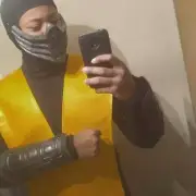 Mortal Kombat Scorpion Yellow Ninja Pleather Tabard Vest & Sash in several sizes