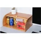 Wooden Bread Box Roll Top Bin Storage Loaf Kitchen Bread Food Container